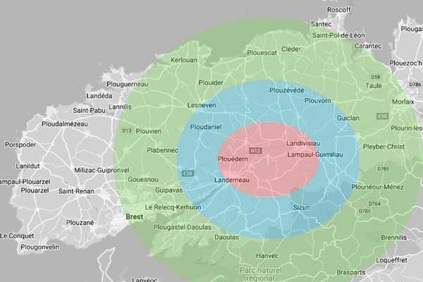 Location de barnum Hugo Roué - Finistère - Zone de transport