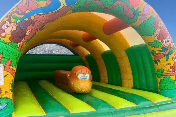 Jeu gonflable sur le thème de la jungle, vue de l'intérieur.